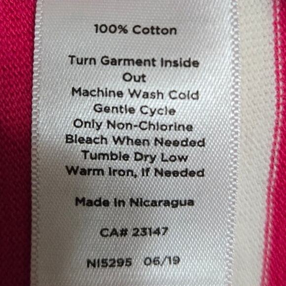 Talbots Cotton Striped Boatneck Top Medium Navy Pink White - Picture 5 of 6